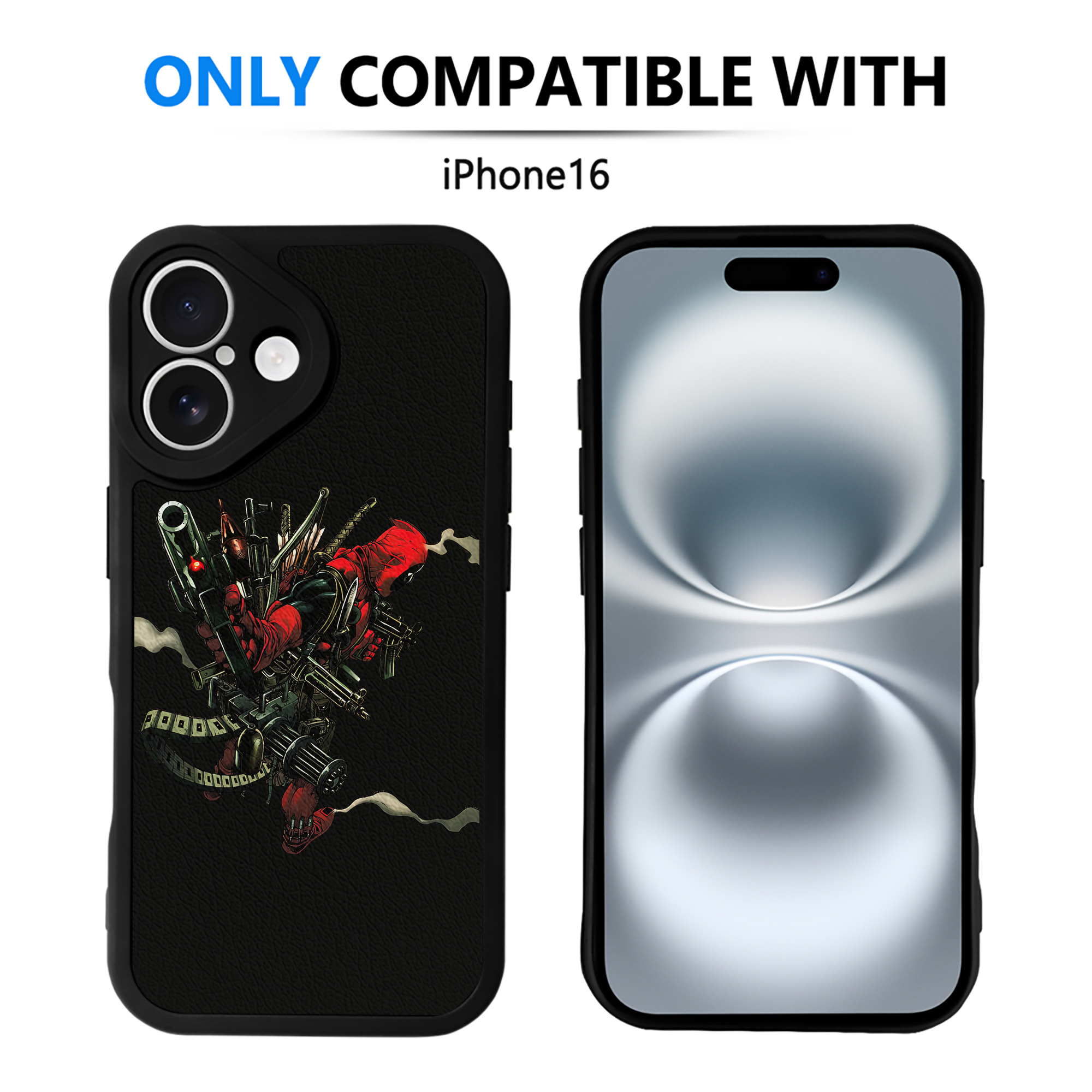 （画像用） Deadpool デッドプール 【iPhone 16シリーズ対応】シリコンスマホケース（レザー調） 材質：シリコン
